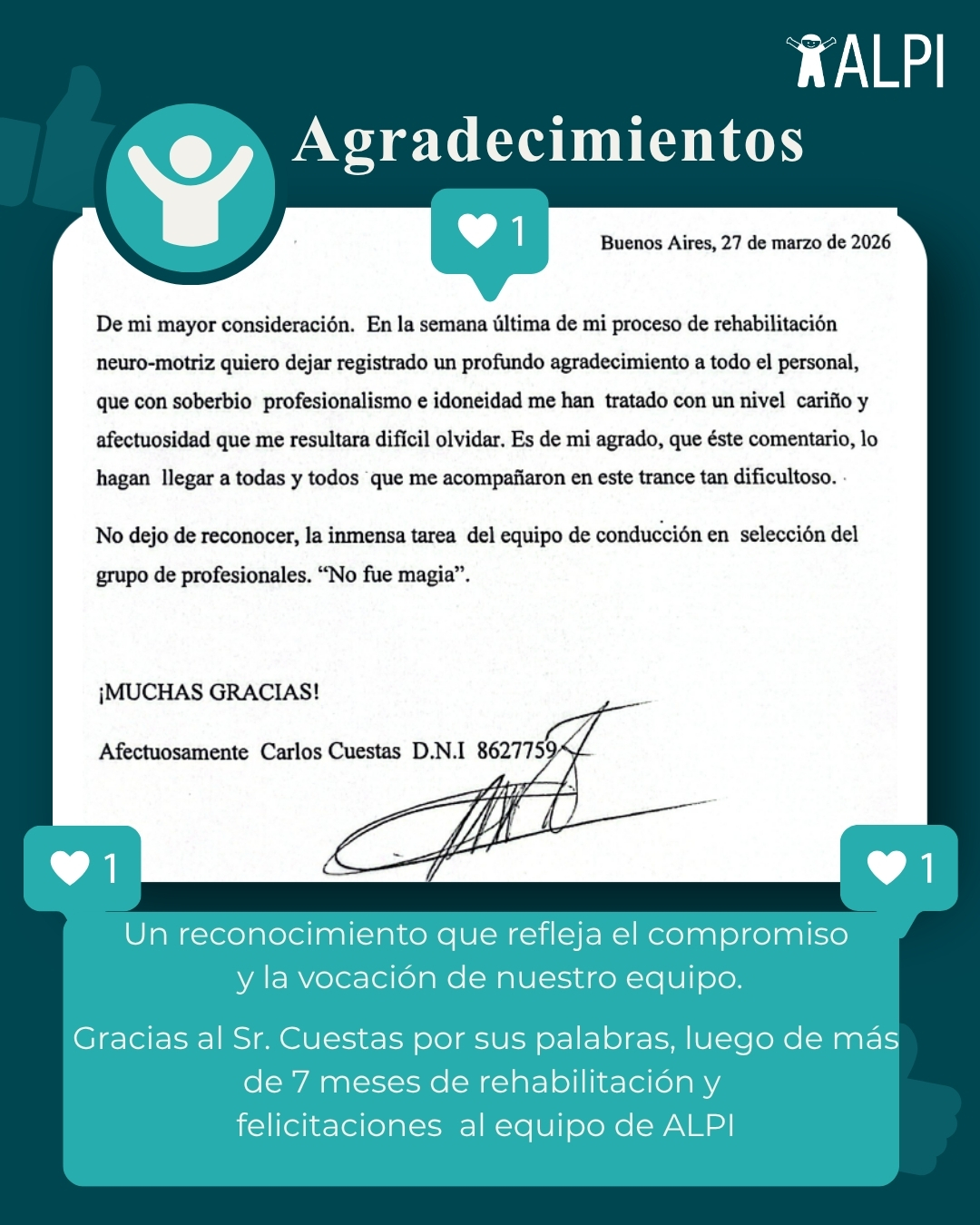 Cada testimonio nos recuerda por qué hacemos lo que hacemos.
Gracias por confiar y por compartir la experiencia con toda la comunidad.
💬 ¿Conocías el trabajo que realizamos en ALPI?
#ALPI #Comunidad #Salud #Rehabilitación